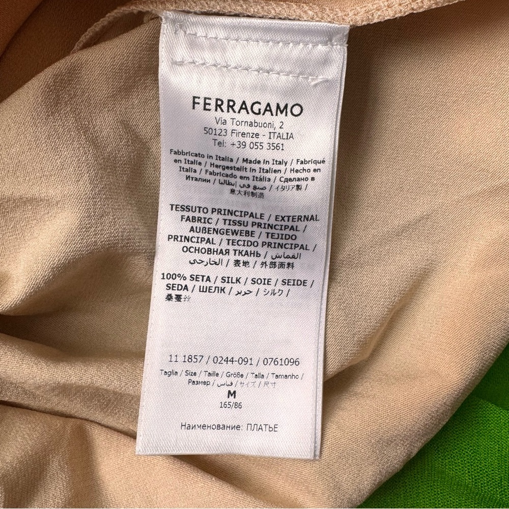 Ferragamo Silk Asymmetrical blue and Green Ombre Maxi Dress size M - Picture 7 of 16